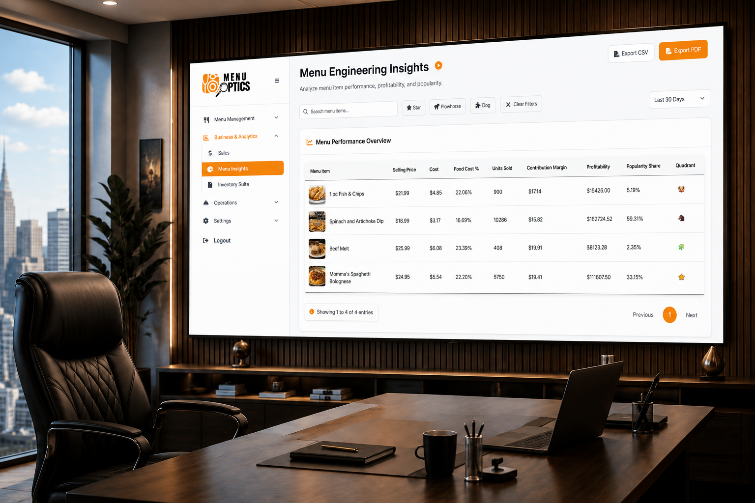 AI-Driven Menu Engineering Insights